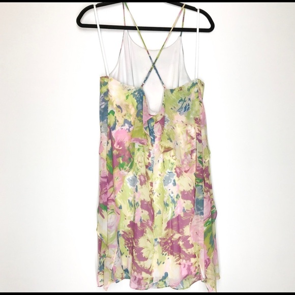 BCBGMaxAzria Swing Dress Womens Medium Floral Summer Fairycore Tier Ruffle NWT - Picture 5 of 9